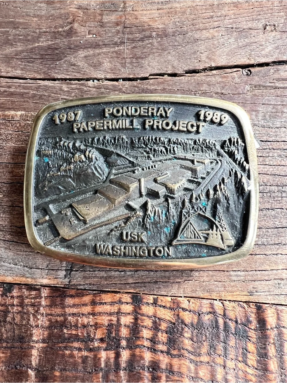 Ponderay Papermill Project Commemorative Brass Belt Buckle - Brass